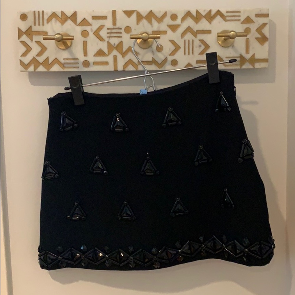 Black Beaded Mini Skirt